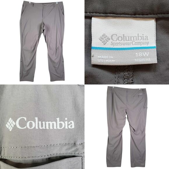 Columbia Pants Leslie Falls Women’s Plus Size 18 Hiking Gray Straight Leg Camp - Picture 1 of 9